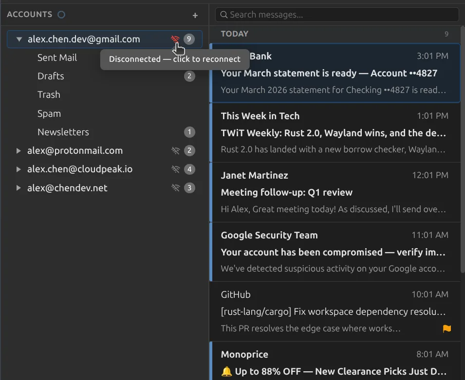 Melia working offline against a local SQLite store